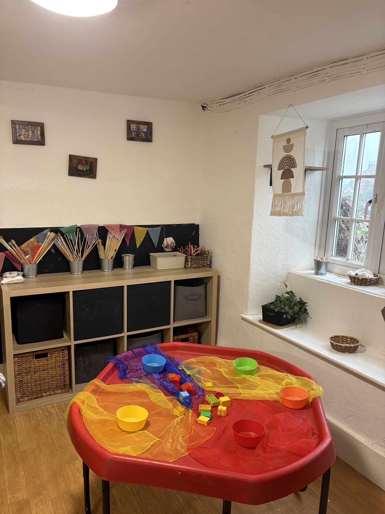 Messy play tuff table set up in Pre-School