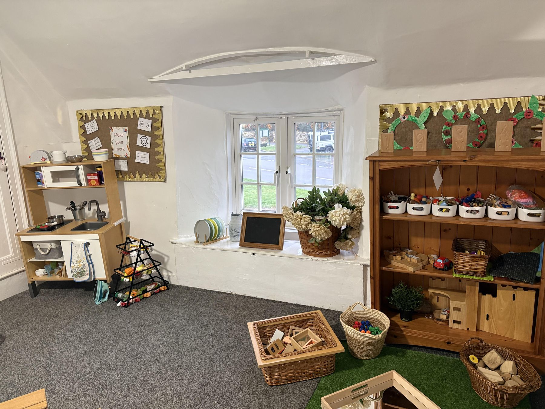 The Pre-School room with continuous provision shelving