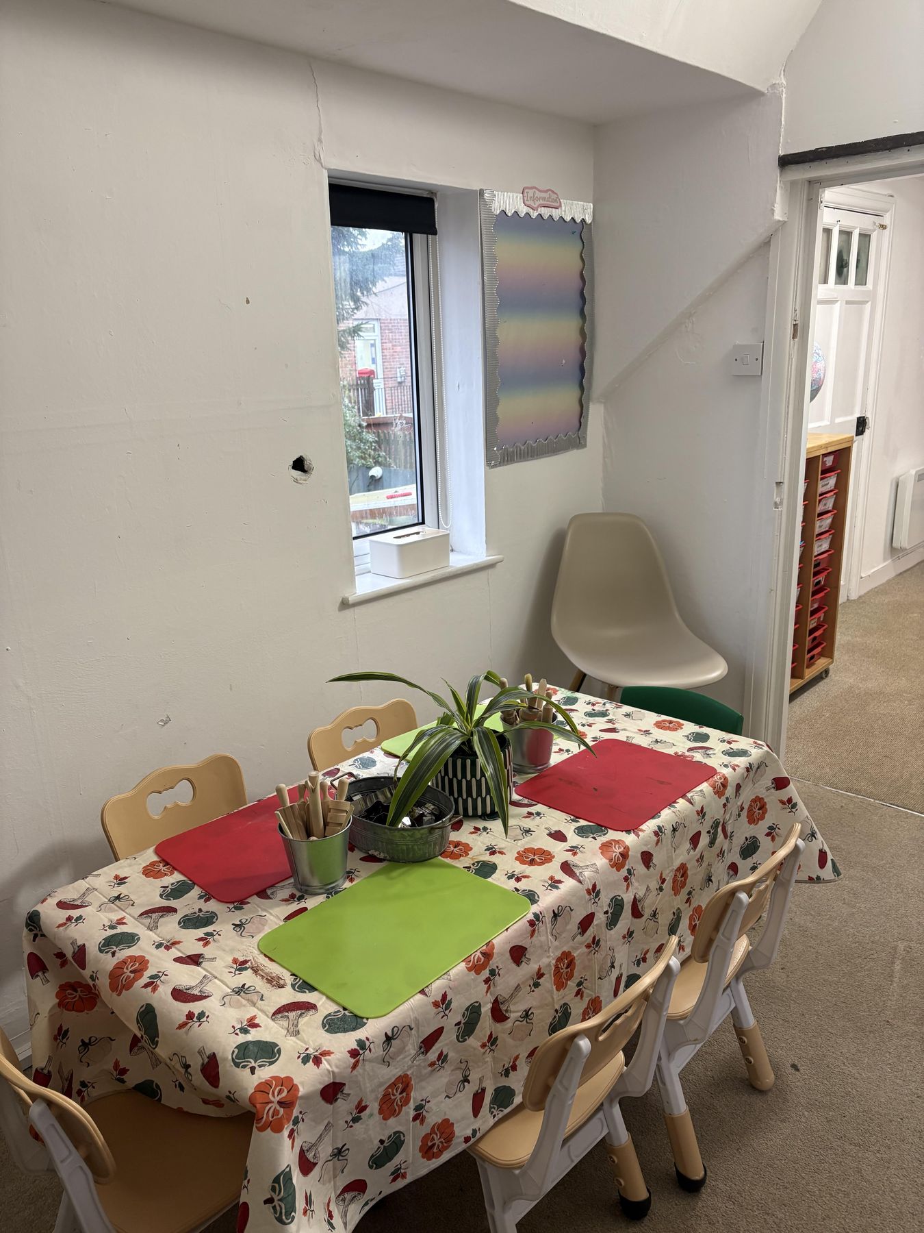 Toddler dining table laid for lunch