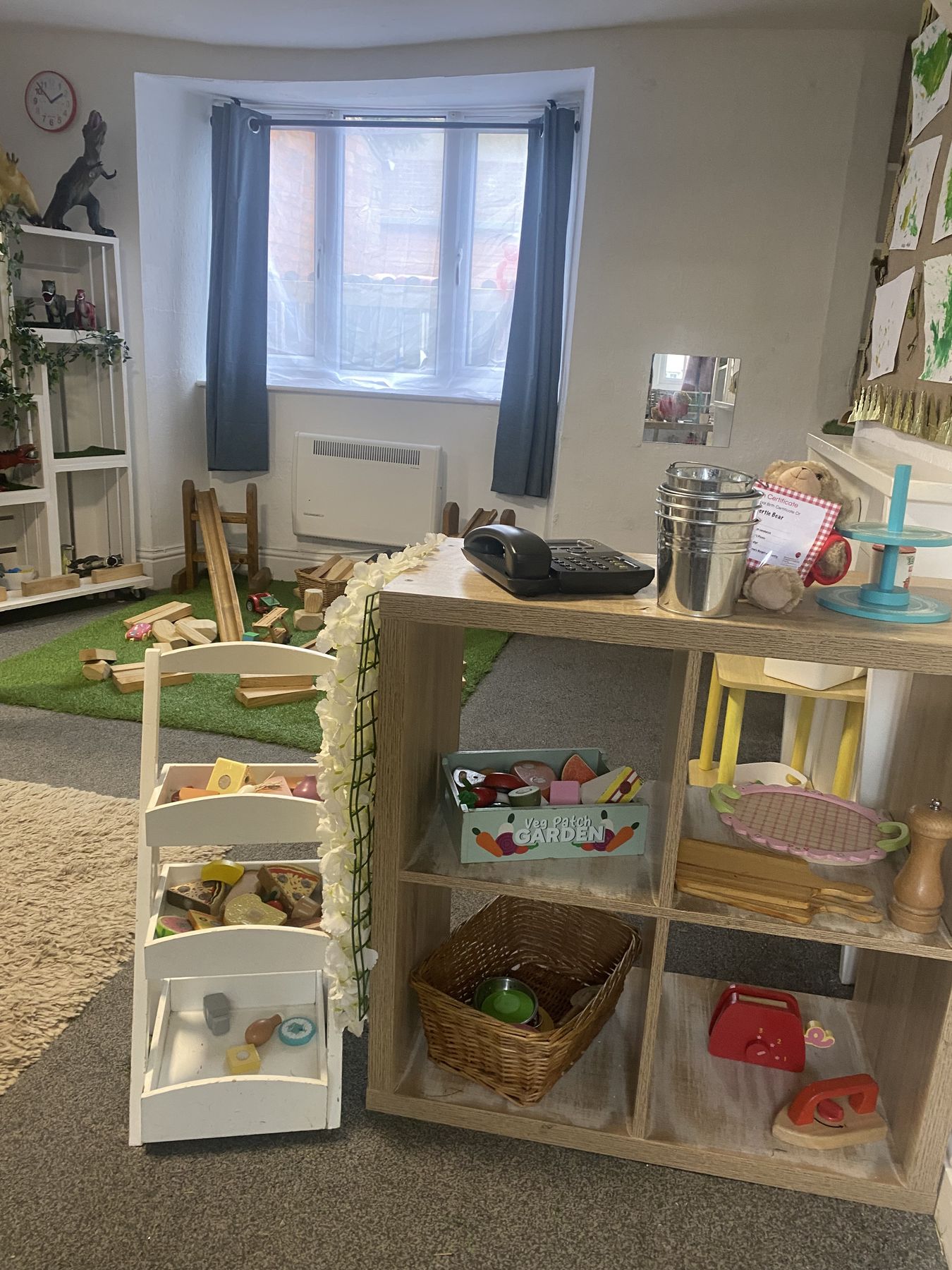 Natural resources arranged on low open shelves
